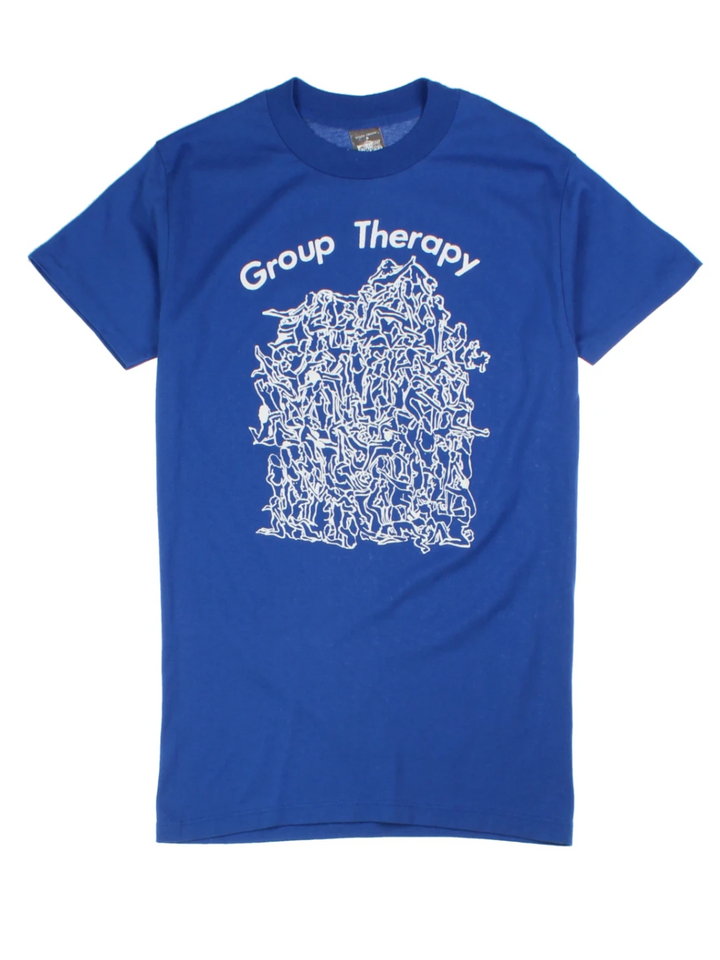 Vintage 80s "Group Therapy" Blue Graphic T-Shirt (Size XS)