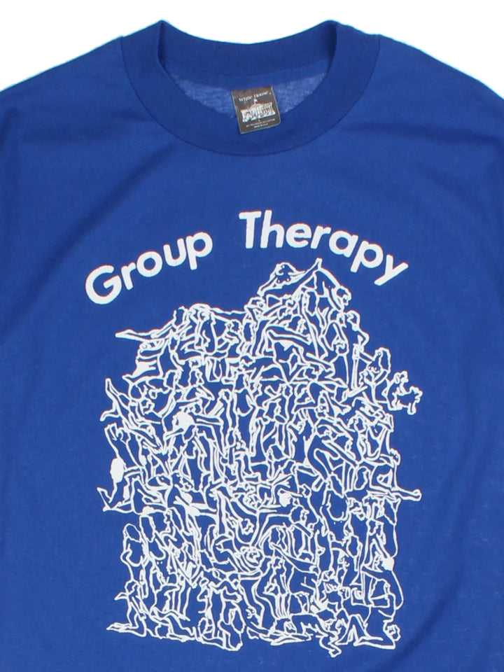 Vintage 80s "Group Therapy" Blue Graphic T-Shirt (Size XS)