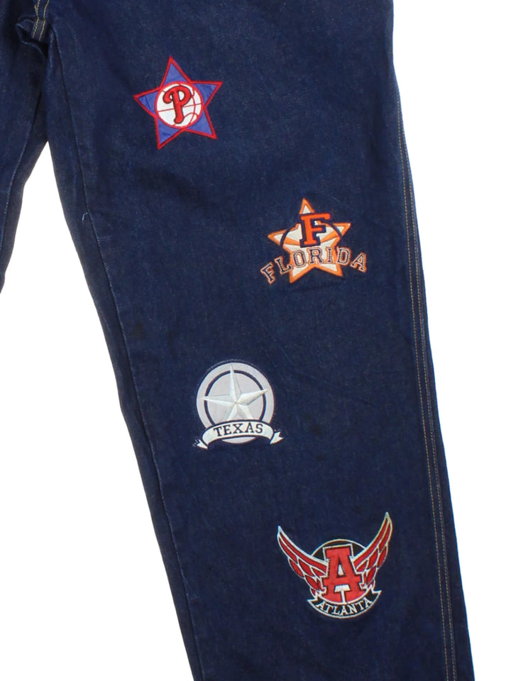 NBA B&W Blue Patchwork Jeans (Size XXXL)