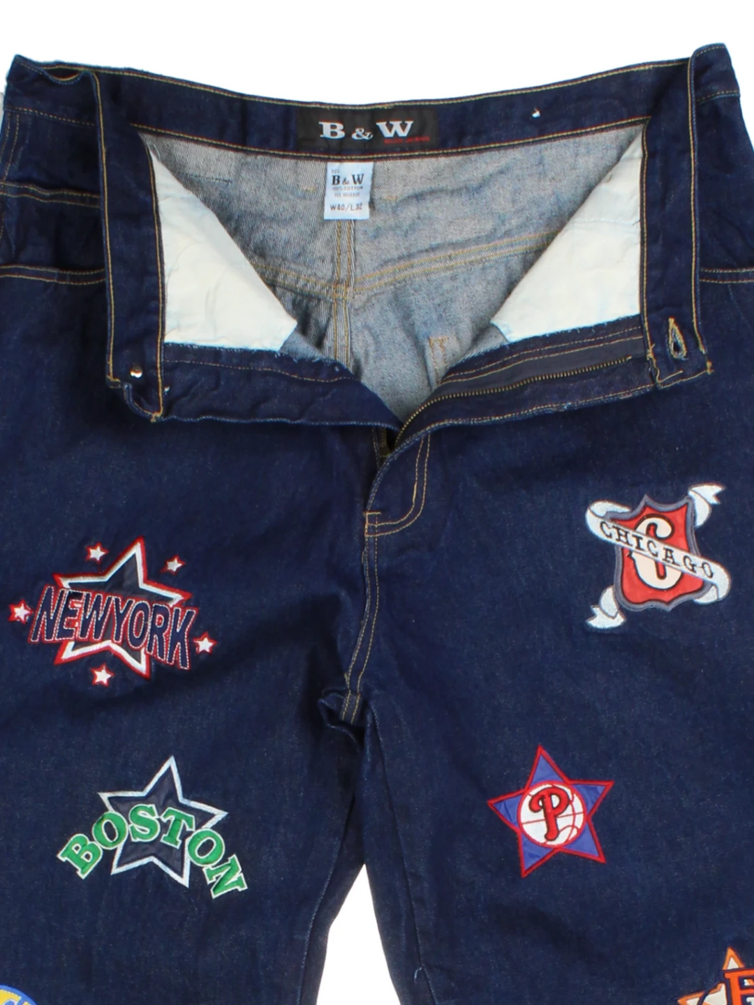NBA B&W Blue Patchwork Jeans (Size XXXL)