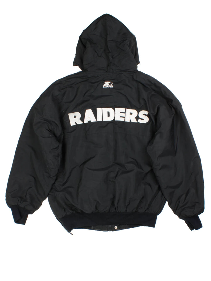 90s Starter Oakland Raiders Black NFL Jacket (Size XL)