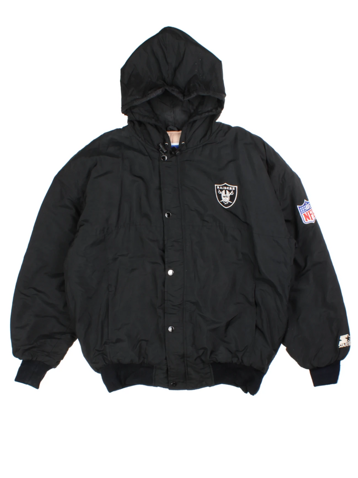 90s Starter Oakland Raiders Black NFL Jacket (Size XL)