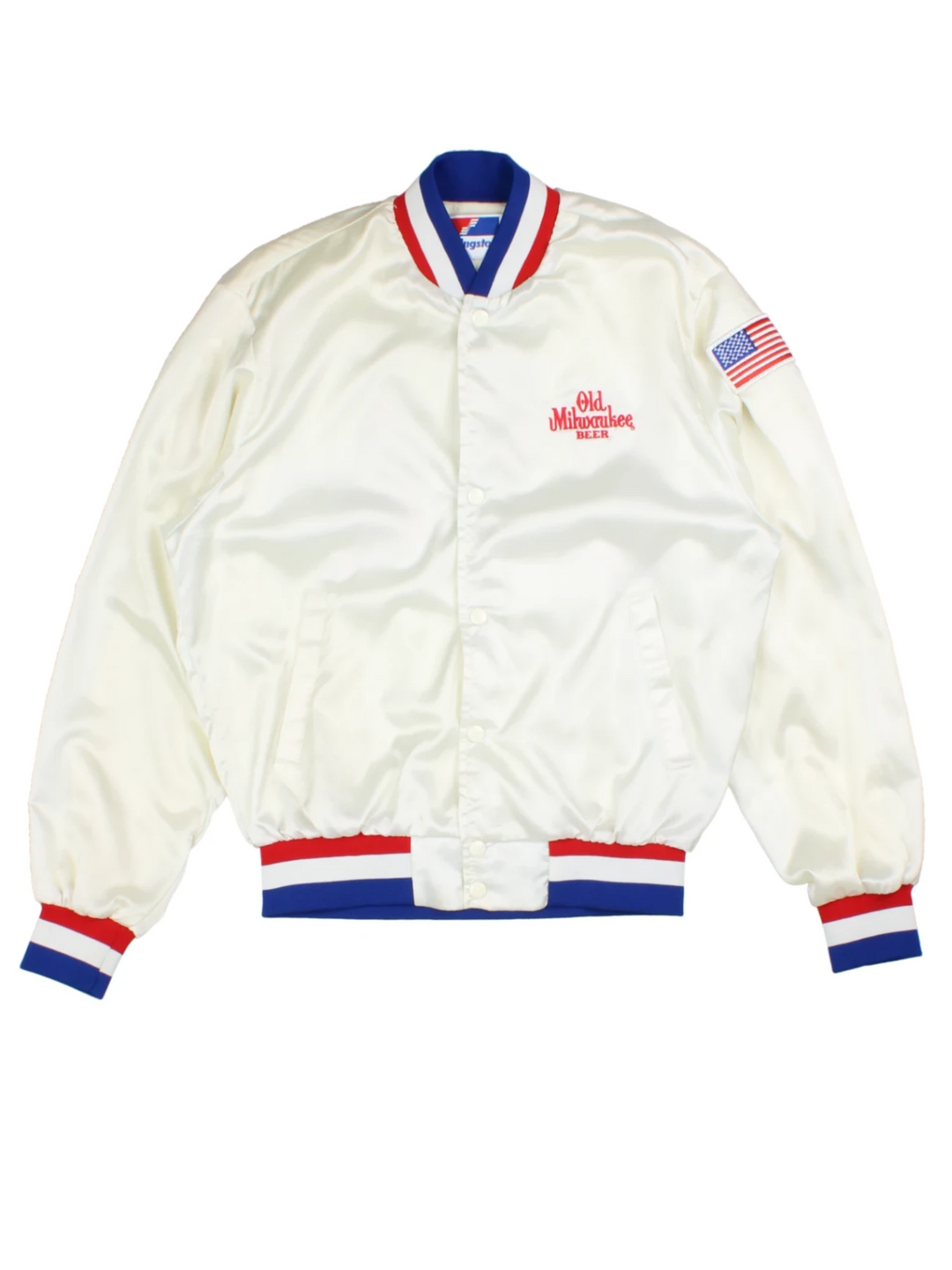 Vintage White USA Satin Bomber Jacket (Size M)