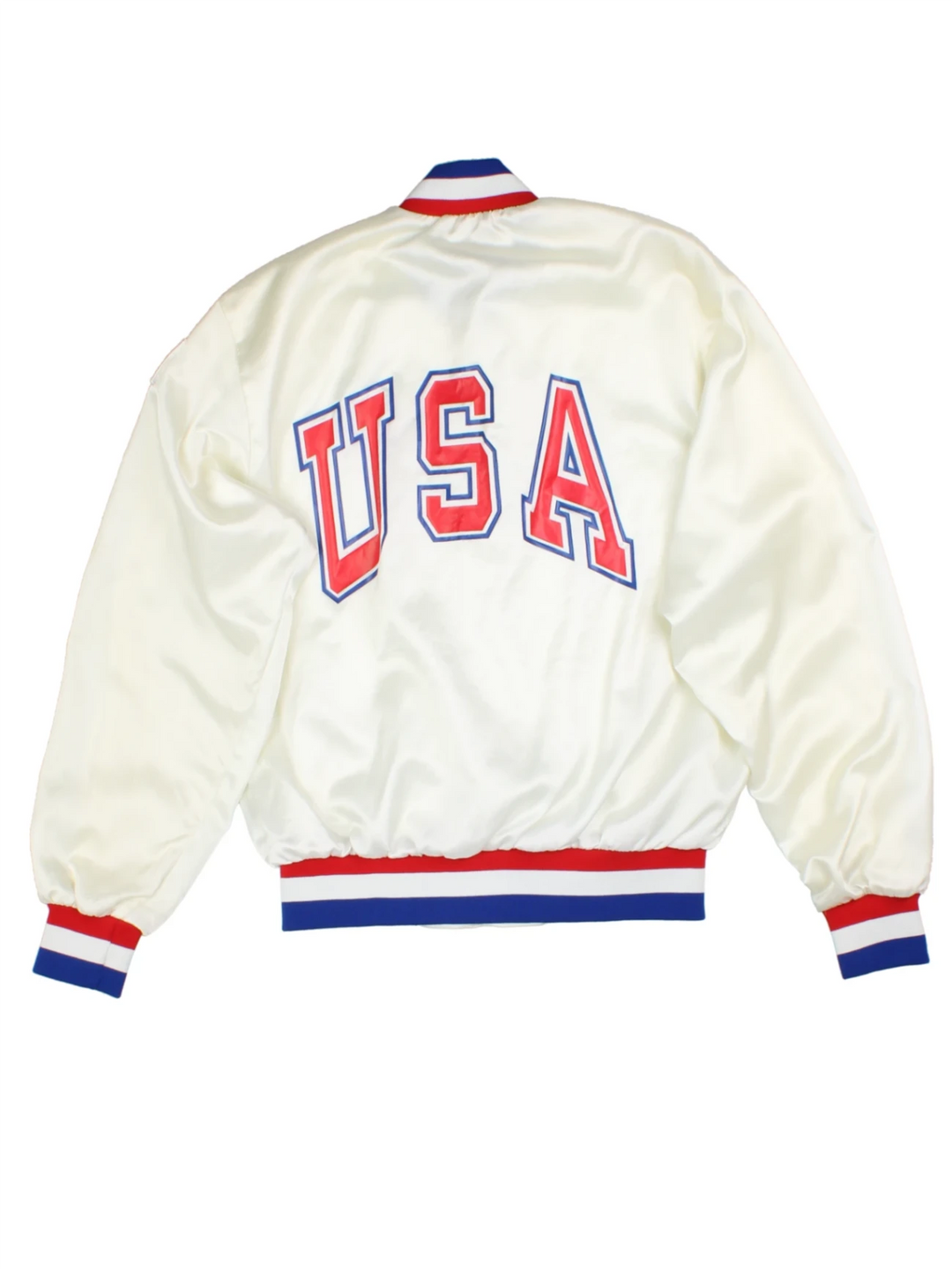 Vintage White USA Satin Bomber Jacket (Size M)