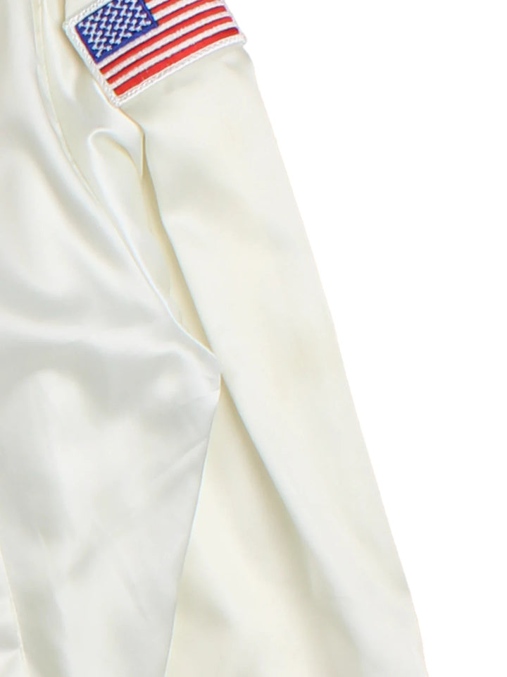 Vintage White USA Satin Bomber Jacket (Size M)