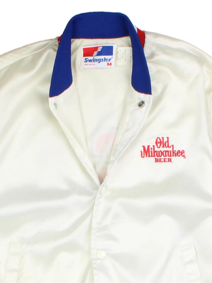 Vintage White USA Satin Bomber Jacket (Size M)