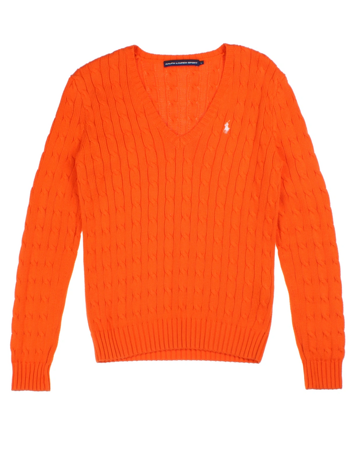 Ralph Lauren Orange Cable Knit Jumper (Size M)