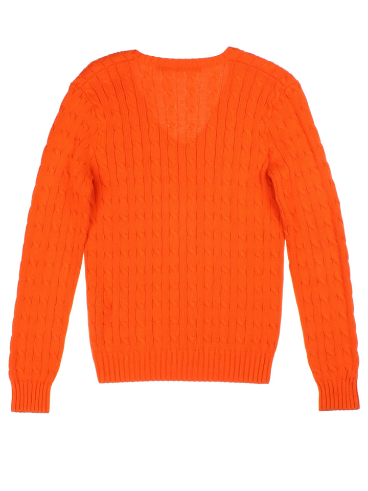 Ralph Lauren Orange Cable Knit Jumper (Size M)
