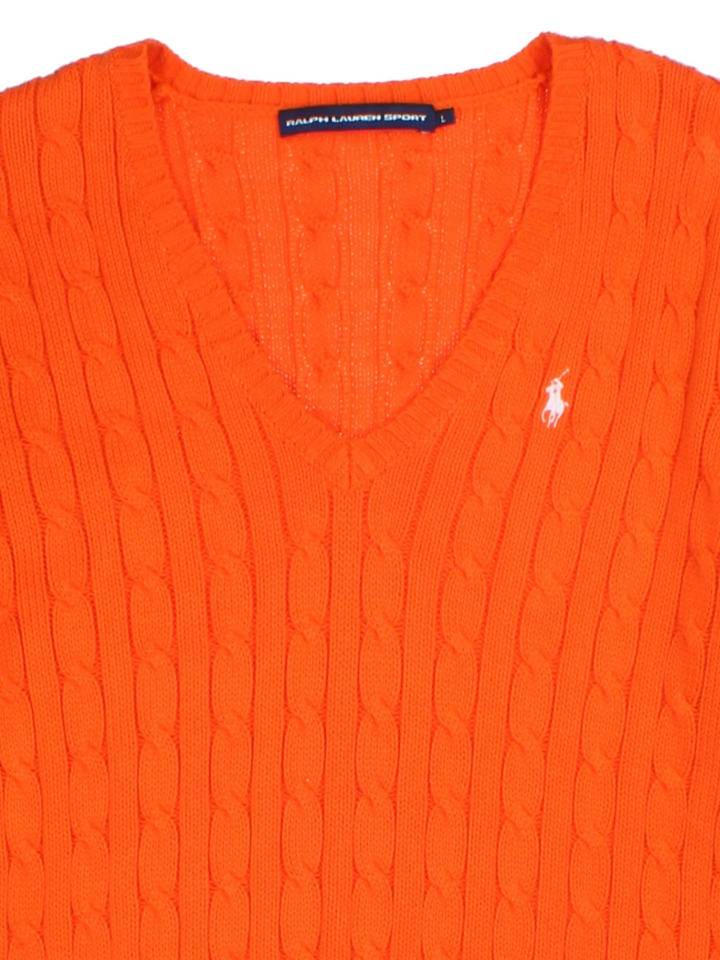 Ralph Lauren Orange Cable Knit Jumper (Size M)