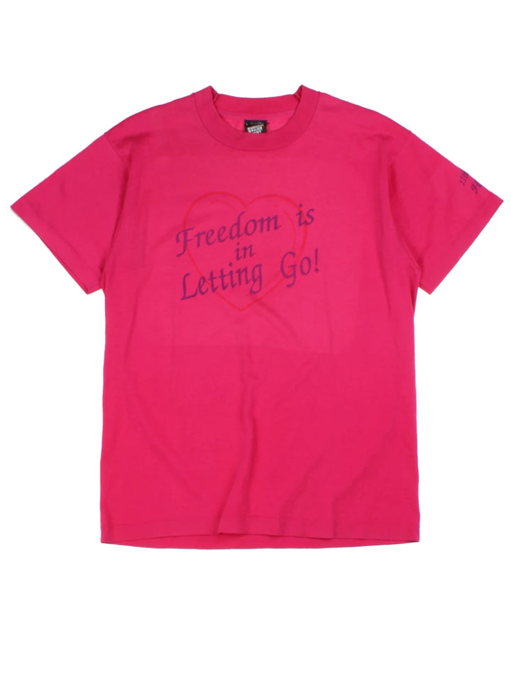 Freedom Pink Heart Graphic T-Shirt (Size M)