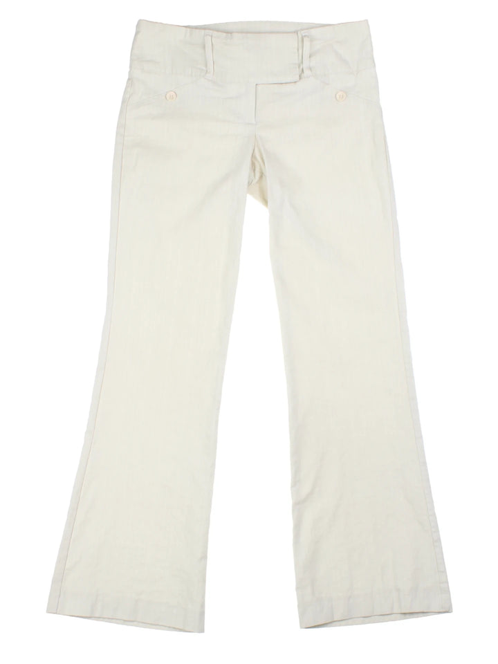 Y2K Jane Norman White High Waist Wide Leg Trousers (Size M)