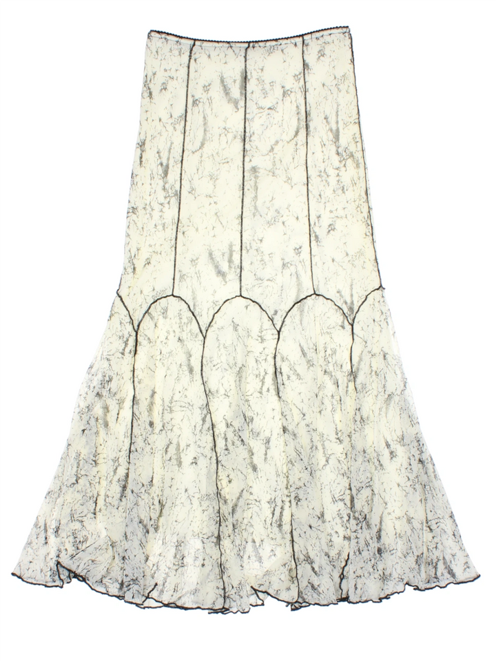 Y2K White Marble Print Maxi Skirt (Size M)
