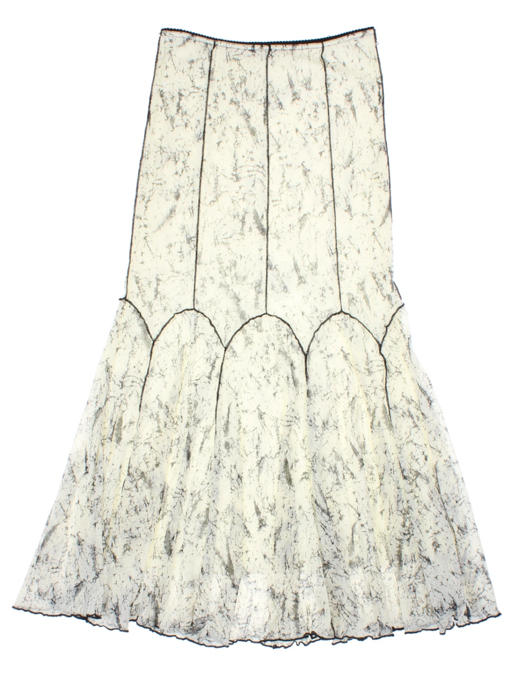 Y2K White Marble Print Maxi Skirt (Size M)