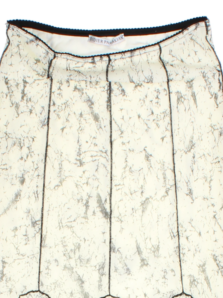 Y2K White Marble Print Maxi Skirt (Size M)