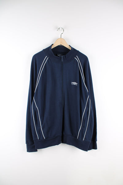 Navy Umbro zip through sweatshirt with embroidered logo on the chest and white piping detail.