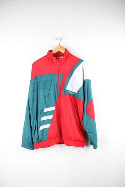 Vintage Adidas red, green and white tracksuit jacket. Features embroidered logo.