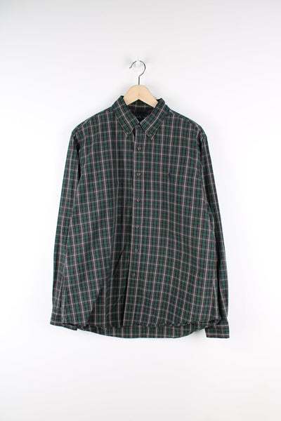 Ralph Lauren green plaid button up shirt with signature embroidered logo on the chest.