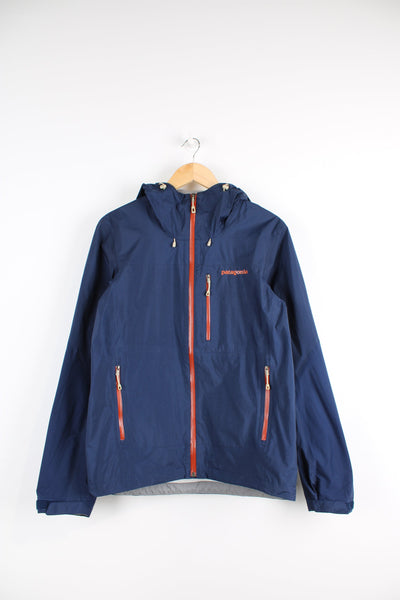 Patagonia zip through powder bowl jacket, features multiple pockets and hood