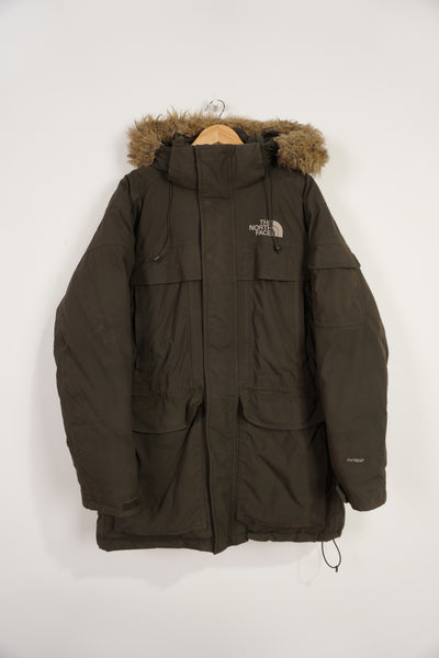 The North Face HyVent goose down outdoor coat with faux fur round the hood and multiple pockets