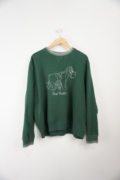 Disney's Eeyore and Piglet 'Best Buddies' forest green embroidered sweatshirt good condition Size in Label: XL Our Measurements: Chest: 26 inchesLength: 27 inches Please ensure you check all measurements. ** All our items are pre-loved and as a result may show signs of wear due to the age of the product, for any questions about this or any other item please email hello@vintage-folk.com **