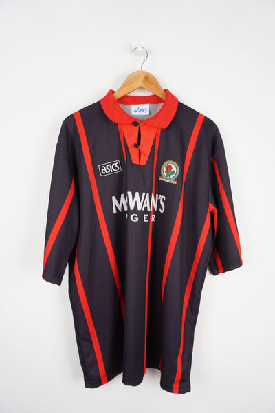 Red and black Asics Blackburn Rovers 1994-1995 Away Shirt 