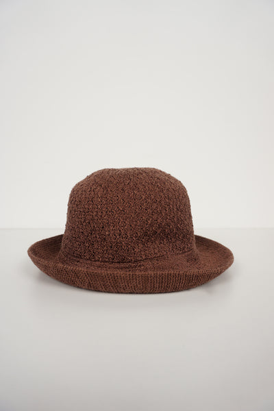 Vintage brown Kangol bucket hat with embroidered logo on the front