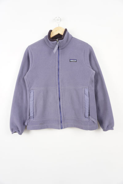 Lilac Patagonia Synchilla zip through fleece, pockets and embroidered logo 