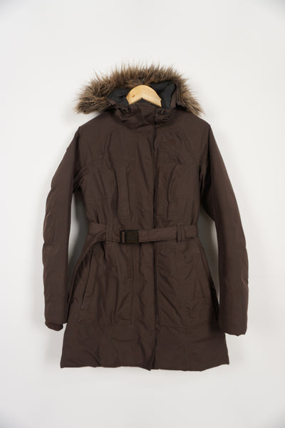The North Face brown Hyvent coat with belt, hood and multiple pockets The North Face brown Hyvent coat with belt, hood and multiple pockets 