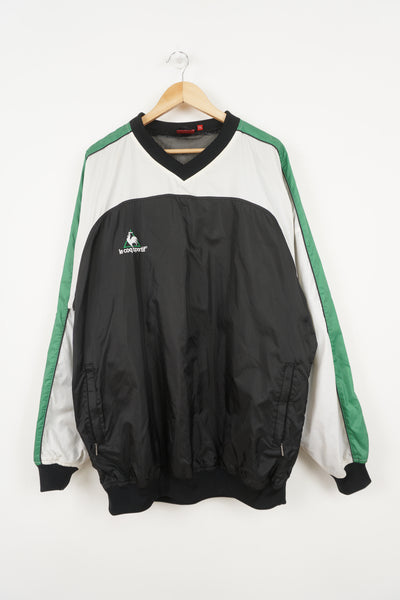 Vintage Le Coq Sportif green and black pull over windbreaker 