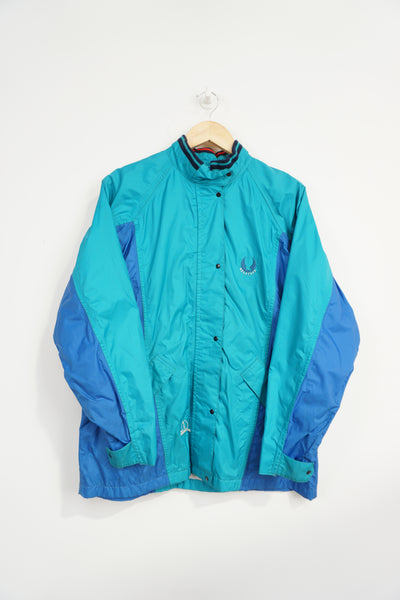 Vintage Belstaff blue nylon light Jacket, PGA European Tour Embroidered logo on bottom of jacket, embroidered Belstaff logo on chest