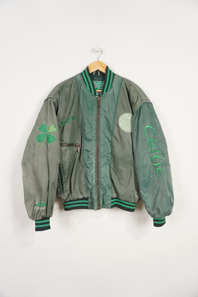 Vintage The Celtic Football Club satin leisure jacket with embroidered badges on the chest, sleeve and back