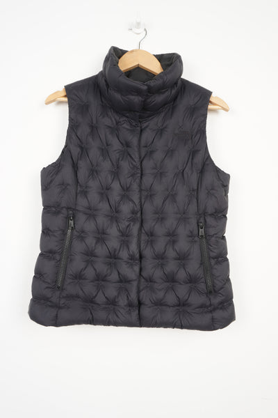 The North Face 550 black button up embroidered gilet with embroidered logo on the front and back