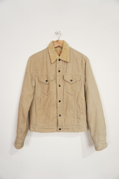 Vintage light tan Levi Strauss corduroy Sherpa jacket with red tab