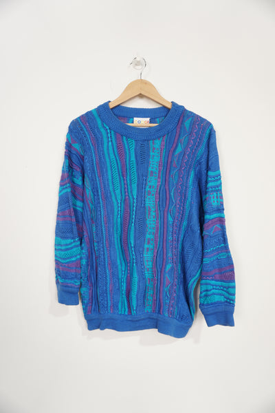 Vintage 90's Coogi blue tone 3D wool jumper 
