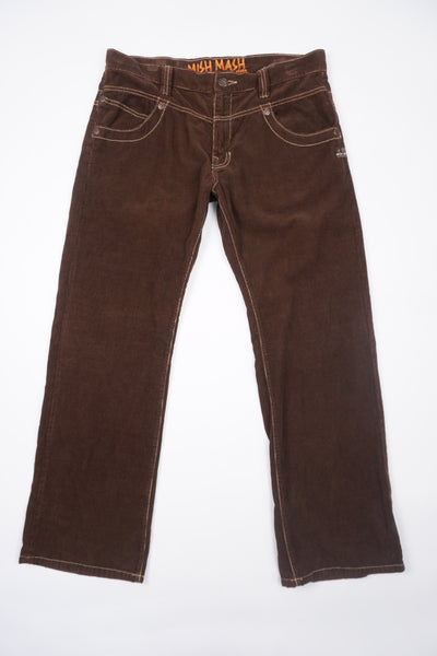 Vintage 00s Mish Mash brown corduroy trousers with contrast stitching