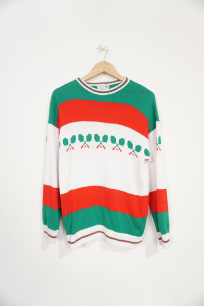 Vintage 90's style tennis bold print knit PACO jumper 