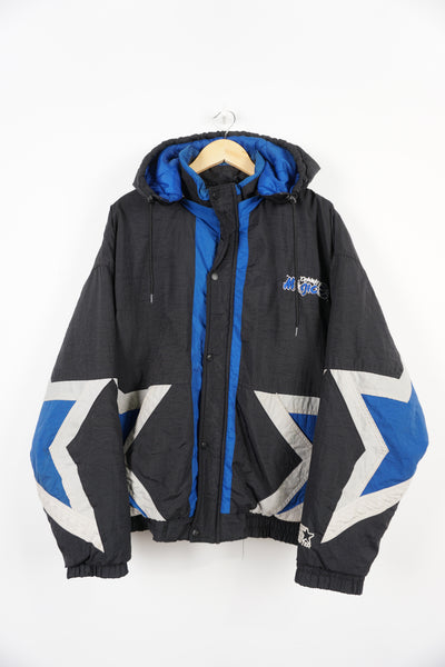 Starter Orlando Magic NBA Pro-Sport full zip hooded jacket. Embroidered team name and logos on front and back. good condition, few marks and slight discolouration on lighter parts of jacket Size in Label: M 