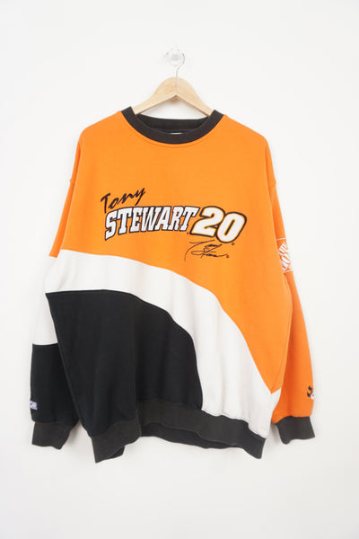 Vintage Chase Authentic's Tony Stewart orange Nascar embroidered spell-out sweatshirt