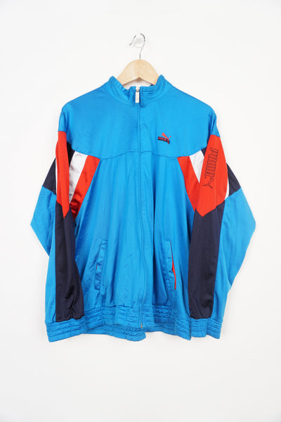 Vintage 90s blue Puma zip through tracksuit top with signature logo on the chest