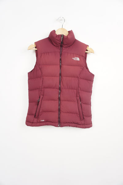 The North Face 700 pink zip through gilet with embroidered logos on the front and back