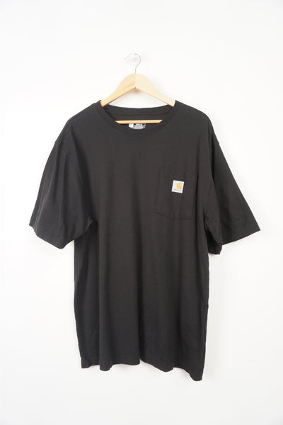Vintage black cotton Cahartt tee with branded chest pocket