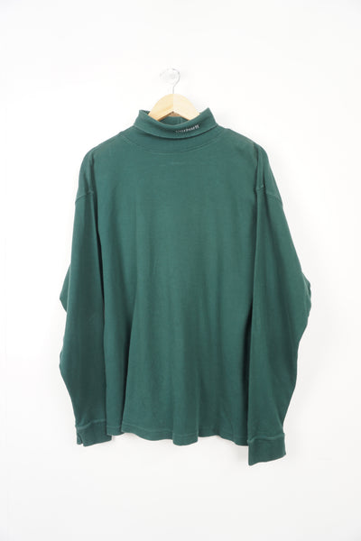 Vintage forest green Carhartt spell-out roll neck sweatshirt, with long sleeves