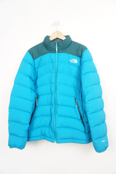 Two tone blue The North Face 600 puffer jacket with drawstring hem and multiple pockets