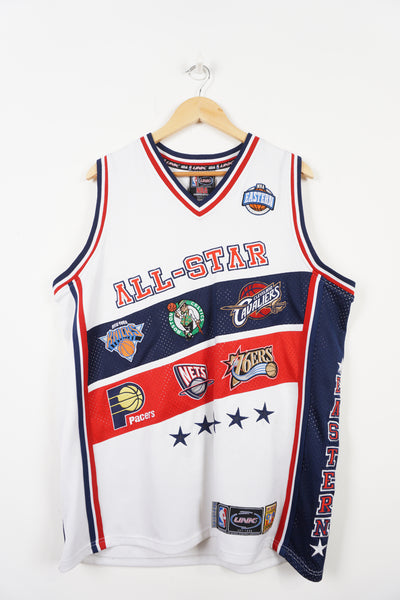 2004 All Star Eastern basketball jersey with multiple embroidered badges on the front and back