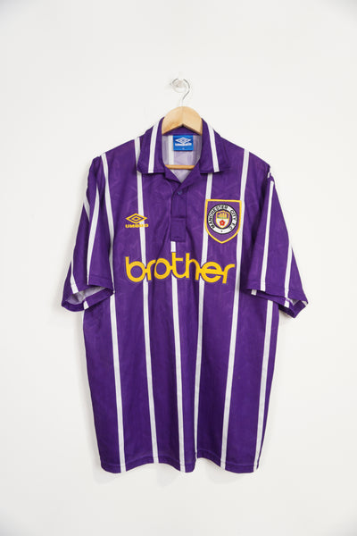 1992-1994 Manchester City Away Purple Shirt
