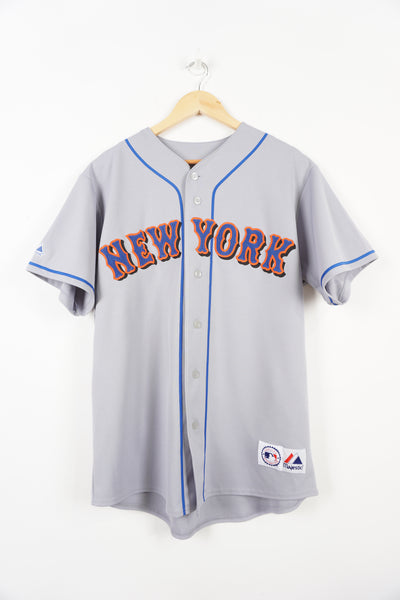 Vintage New York Mets #57 Santana grey baseball jersey by Majestic with embroidered lettering 