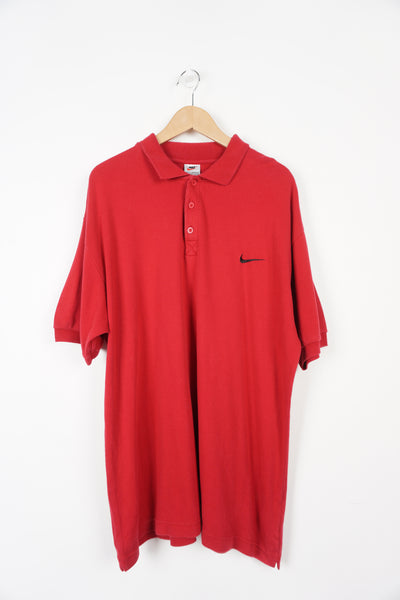 00's Nike red polo shirt with embroidered swoosh on the chest