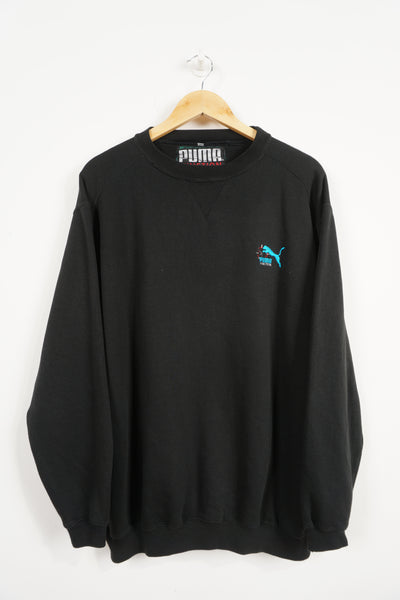 Vintage 90's Puma Function black sweatshirt with embroidered logo on the chest
