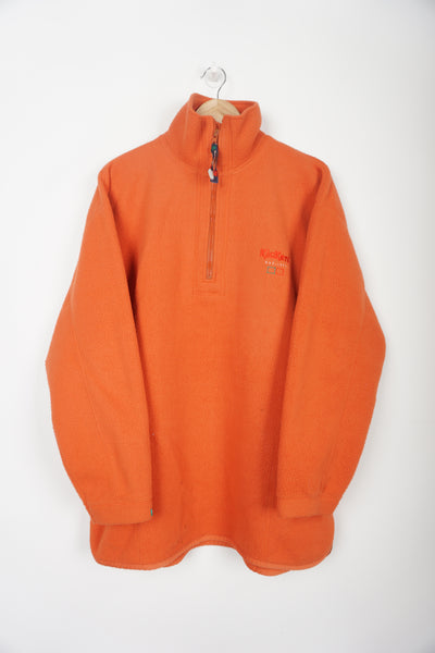 Vintage Kickers spell-out orange fleece with embroidered logo on the front and back with 1/4 zip fastening