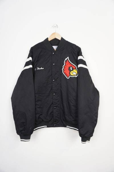 Vintage Russel Athletic Scott County Highschool black baseball jacket with embroidered details